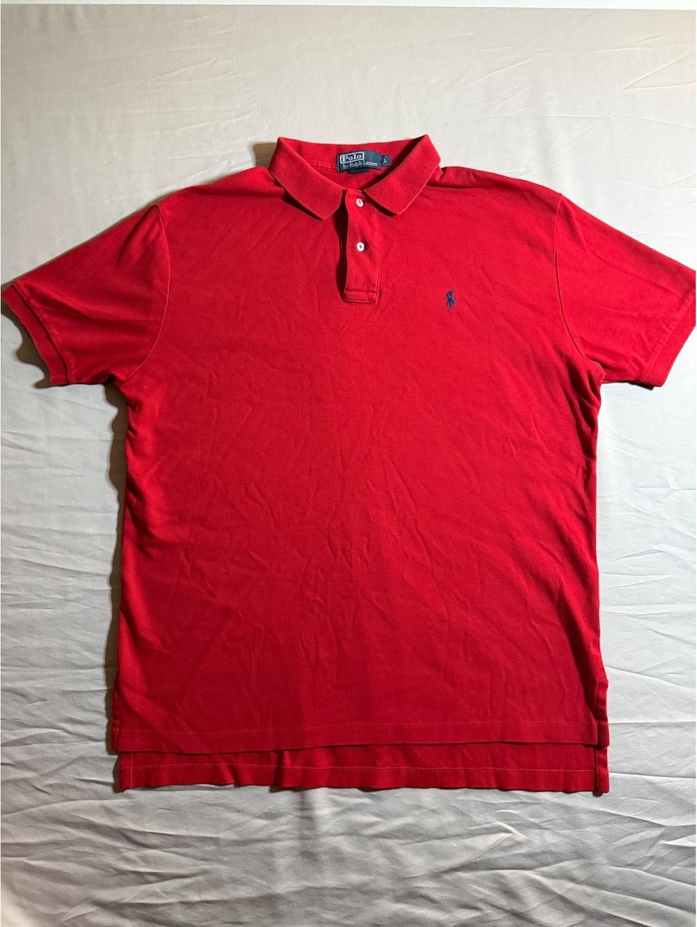 Ralph Lauren Polo Shirt Mens L Red Classic Fit Pony
